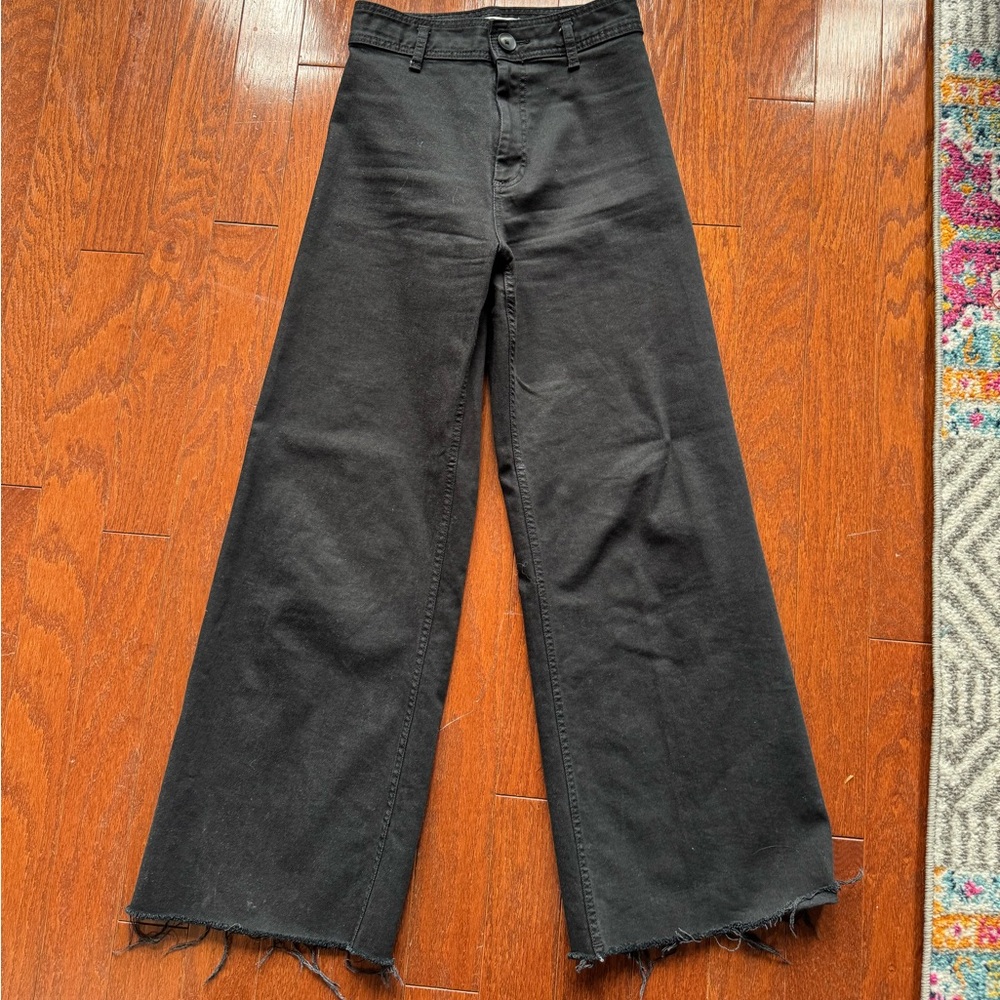 Zara Black Mariner Wide-Leg Jeans Size 4
